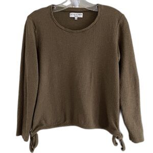 Texture Thread Madewell Top Size S Womens Long Sleeve Tie Knots Chartreuse Brown